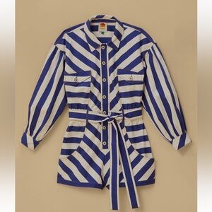 NWT FARM Rio Striped Belted Romper Medium